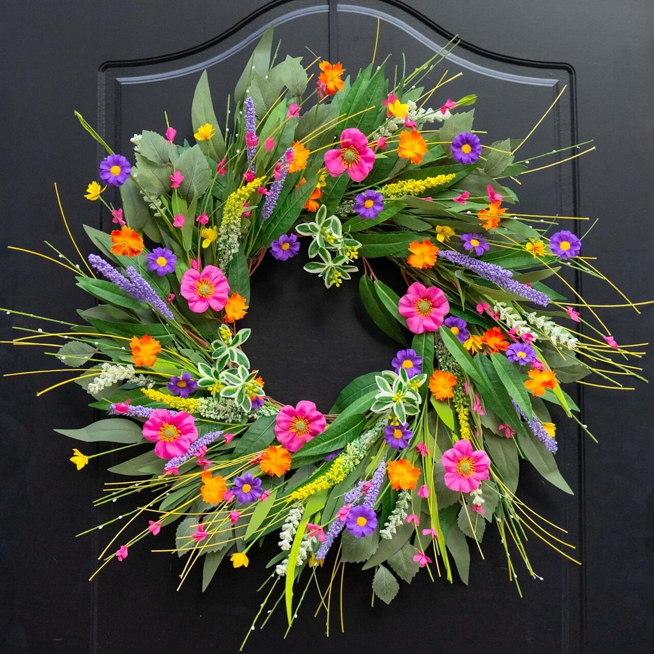 Spring Wreaths for Front Door 24 Inch Spring Wreath with Vibrant Flowers and Greenery